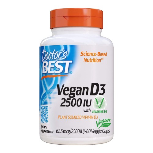 Doctor's Best Vitamin D3 2500IU with Vitashine D3, Non-GMO, Vegan, Gluten & Soy Free, Regulates Immune Function, Supports Healthy Bones, 60 Count