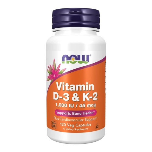 N.Foods Vitamin D-3 & K-2 (120 Veg Capsulas) for Healthy Bones & Cardiovascular Support