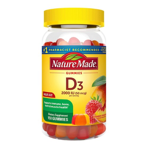 Nature Made Vitamin D3 2000 IU (50 mcg) per serving, Dietary Supplement for Bone, Teeth, Muscle and Immune Health Support, 150 Gummies, 75 Day Supply