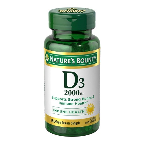 Nature's Bounty Vitamin D, Supports Immune Health & Bone Health, 2000IU Vitamin D3, 150 Softgels,150 Count (Pack of 1)