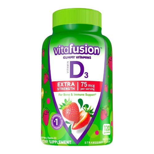 vitafusion Extra Strength Vitamin D3 Gummy, Strawberry Flavored Bone and Immune System Support, 120 Count