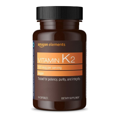 Amazon Elements Vitamin K2 100 mcg, Vegan, 65 Capsules, 2 month supply