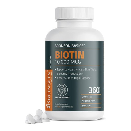 Bronson Biotin 10,000 MCG Supports Healthy Hair, Skin & Nails & Energy Production - High Potency Beauty Support - Non-GMO, 360 Vegetarian Tablets