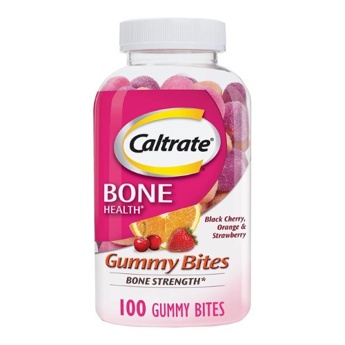 Caltrate Gummy Bites 500 mg Calcium and Vitamin D Supplement, Black Cherry, Strawberry, Orange - 100 Count