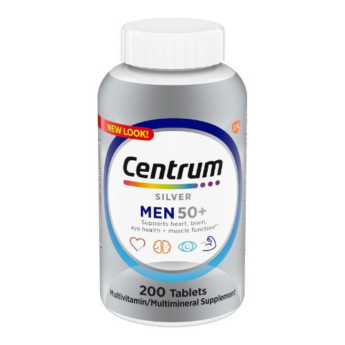 Centrum Silver Men's 50+ Multivitamin with Vitamin D3, B-Vitamins, Zinc for Memory and Cognition, 200 Tablets