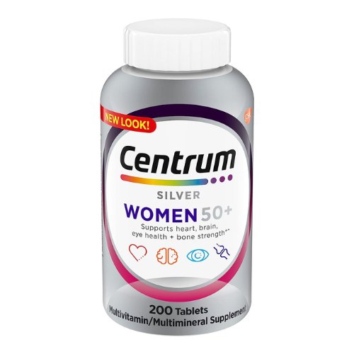 Centrum Silver Women's Multivitamin for Women 50 Plus, Multivitamin/Multimineral Supplement with Vitamin D3, B Vitamins, Non-GMO Ingredients, Supports Memory and Cognition in Older Adults - 200 Ct