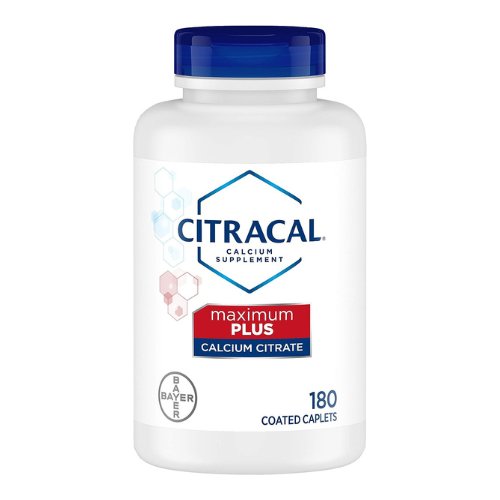 Citracal Maximum Plus Highly Soluble, Easily Digested, 630 mg Calcium Citrate With 1000 IU Vitamin D3, Bone Health Supplement for Adults, Caplets, 180 Count