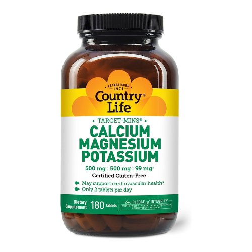 Country Life, Target-Mins Calcium Magnesium Potassium, Supports Heart Health, Daily Supplement, 180 ct