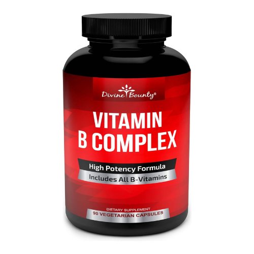 Divine Bounty Super B Complex Vitamins - All B Vitamins Including B12, B1, B2, B3, B5, B6, B7, B9, Folic Acid - Vitamin B Supplement - Support Healthy Energy Metabolism - 90 Vegetarian Capsules