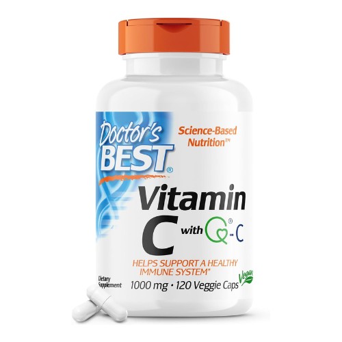 Doctor's Best Vitamin C with Q-C - Vitamin C 1000mg Non-GMO, Vegan, Gluten Free, Soy Free, Sourced from Scotland Veggie Caps, 120 Count