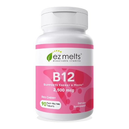 EZ Melts Dissolvable B12 Vitamin 2,500 mcg, Methylcobalamin, Sugar-Free, 3-Month Supply