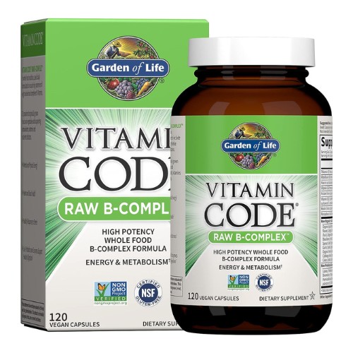 Garden of Life Vitamin B Complex - Vitamin Code Raw B Complex - 120 Vegan Capsules, High Potency B Complex Vitamins for Energy & Metabolism with B6, Folate & B12 as Methylcobalamin plus Probiotics