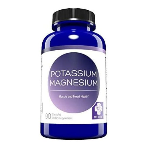 MD. Life Magnesium Potassium Supplement - 90 Capsules - High Absorption Magnesium Complex to Support Vascular Health & Leg Cramp 90cts