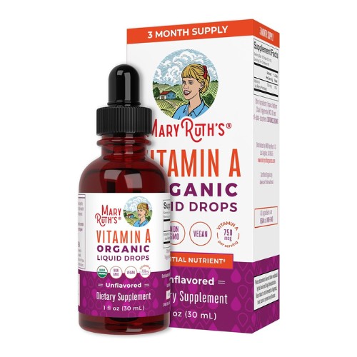 MaryRuth’s USDA Organic Vitamin A Liquid Drops, 3 Month Supply, Immune Support, Eye Health, Skin Health for Ages 14+, 750mcg per Serving, Sugar Free, Vegan, Non-GMO, Gluten Free, 1oz