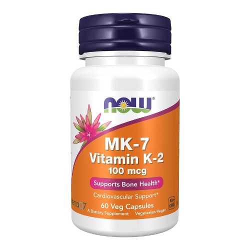 NOW Supplements, MK-7 Vitamin K-2 100 mcg, Cardiovascular Support, Supports Bone Health, 60 Veg Capsules