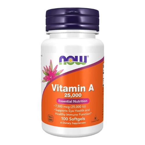 NOW Supplements, Vitamin A (Fish Liver Oil) 25,000 IU, Essential Nutrition, 100 Softgels