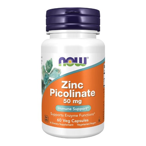 NOW Supplements, Zinc Picolinate 50 mg, Supports Enzyme Functions, Immune Support, 60 Veg Capsules