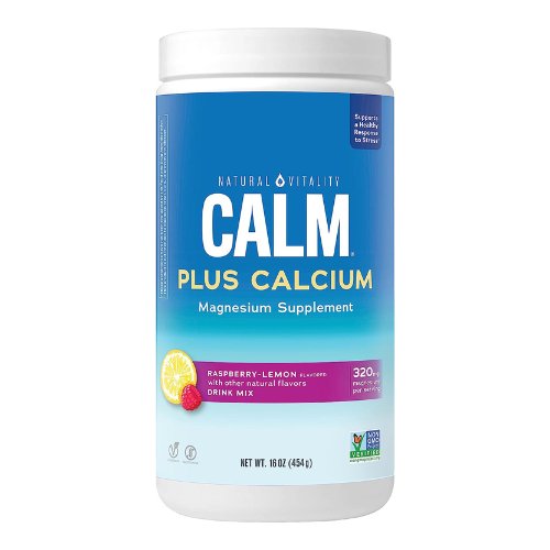 Natural Vitality Calm, Magnesium Citrate & Calcium Supplement, Drink Mix Powder Supports a Healthy Response to Stress, Gluten Free, Vegan, & Non-GMO, Raspberry Lemon, 16 Oz