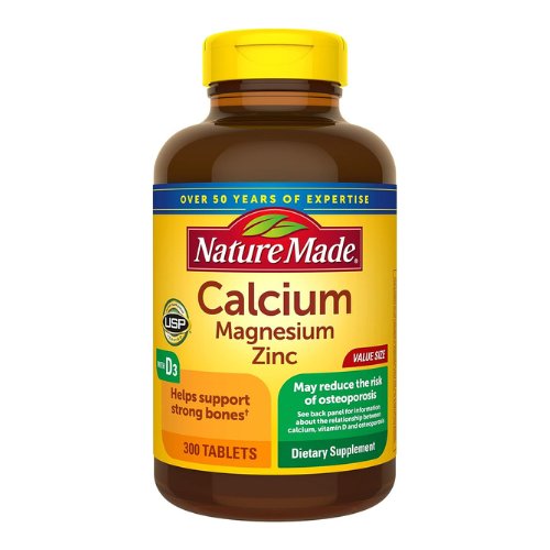 Nature Made Calcium Magnesium Zinc with Vitamin D3, Dietary Supplement for Bone Support, 300 Tablets