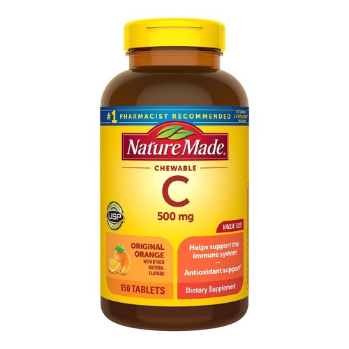 Nature Made Chewable Vitamin C 500 mg, Dietary Supplement for Immune Support, 150 Tablets, 150 Day Supply