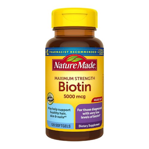 Nature Made Maximum Strength Biotin 5000 mcg, Dietary Supplement may help support Healthy Hair, Skin & Nails, 120 Softgels