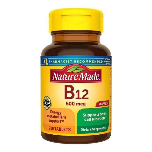 Nature Made Vitamin B12 500 mcg, Dietary Supplement for Energy Metabolism Support, 100 Tablets, 100 Day Supply