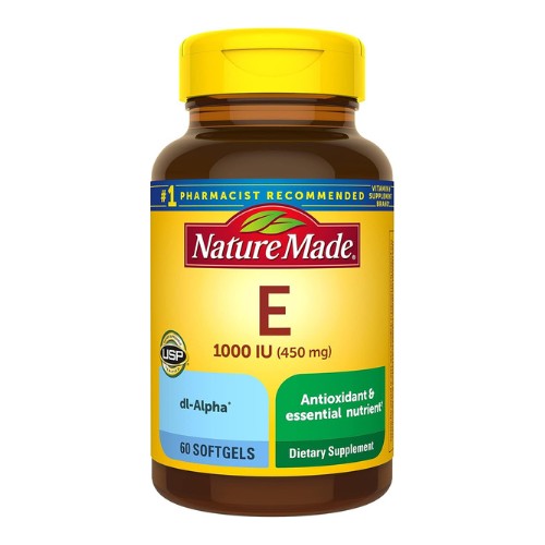 Nature Made Vitamin E 450 mg (1000 IU) dl-Alpha, Dietary Supplement for Antioxidant Support, 60 Softgels (Pack of 3)