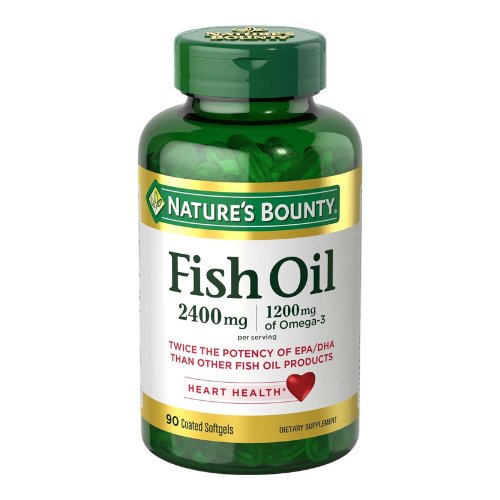 Nature's Bounty Fish Oil, Supports Heart Health, 2400mg, Coated Softgels, 90 Ct.