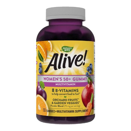 Nature's Way Alive! Women’s 50+ Daily Gummy Multivitamin, Supports Heart, Brain & Bones, Mixed Berry Flavored, 130 Gummies