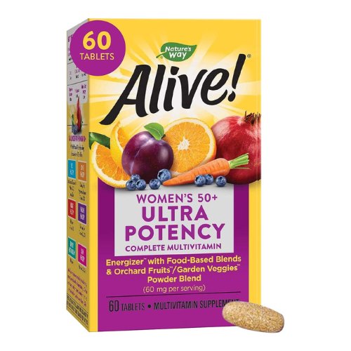 Nature’s Way Alive! Women’s 50+ Ultra Potency Complete Multivitamin, High Potency Formula, Promotes Healthy Heart, Brain, Bones, Gluten-Free, 60 Tablets