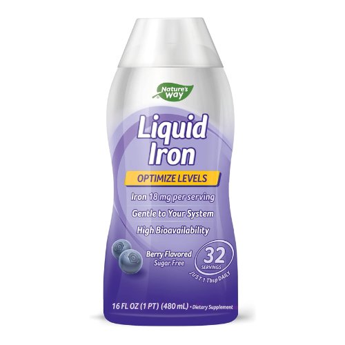 Nature's Way Liquid Iron, Provides Daily Value of Iron, Sugar Free, Berry Flavored, 16 Fl. Oz.