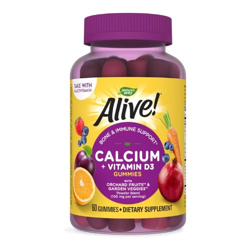 Nature's Way Nature's Way Alive! Premium Calcium + D3, Orchard Fruits/Garden Veggies Powder Blend, 60 Capsules (Pack of 1)