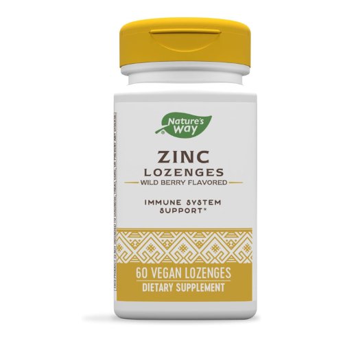 Nature's Way Zinc Lozenges with Vitamin C & Echinacea, Immune Support, Wild Berry Flavored, 60 Lozenges