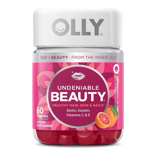 OLLY Undeniable Beauty Gummy, For Hair, Skin, Nails, Biotin, Vitamin C, Keratin, Chewable Supplement, Grapefruit, 30 Day Supply - 60 Count