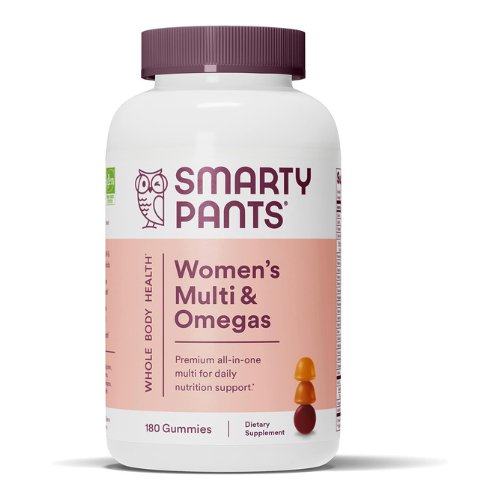 SmartyPants Women's Multivitamin Gummies: Omega 3 Fish Oil (EPA/DHA), Methylfolate, CoQ10, Vitamin D3, C, Vitamin B12, B6, Vitamin A, K & Zinc, Gluten Free, 180 Count (30 Day Supply)