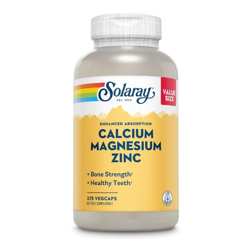 Solaray Calcium Magnesium Zinc Supplement, with Cal & Mag Citrate, Strong Bones & Teeth Support, Easy to Swallow Capsules, 60 Day Money Back Guarantee, 68 Servings, 275 VegCaps