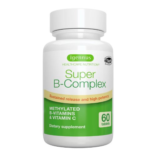 Super B-Complex – Methylated Sustained Release Clean Label B Complex with Methylfolate, Boosted B12 Methylcobalamin, Vegan, Lab Verified, 60 Small Tablets, by Igennus