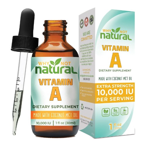 Why Not Natural Vitamin A Drops 10000 IU - Liquid retinyl Palmitate with Coconut MCT Oil, Vegan micellized VIT A Supplement for Skin, Eyes, Acne - 1 oz sublingual Tincture