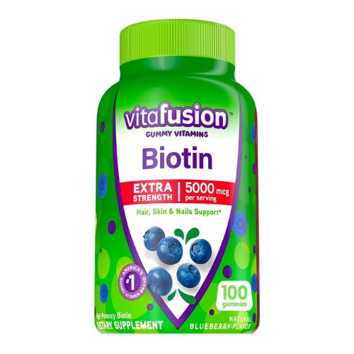 vitafusion Extra Strength Biotin Gummy Vitamins, Berry Flavored, 5,000 mcg Biotin Vitamins, America’s Number 1 Gummy Vitamin Brand, 50 Day Supply, 100 Count