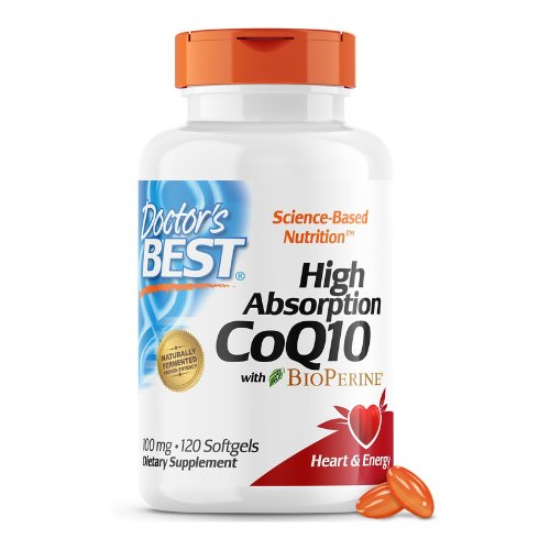 Doctor's Best High Absorption CoQ10 with BioPerine, Gluten Free, Naturally Fermented, Heart Health, Energy Production, 100 mg, 120 Count