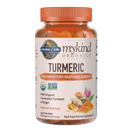 Garden of Life Organics Turmeric Inflammatory Response Gummy - 120 Real Fruit Gummies for Kids & Adults, 50Mg Curcumin (95% Curcuminoids), No Added Sugar, Organic, Non-GMO, Vegan & Gluten Free