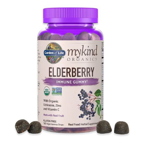 Garden of Life Organics Elderberry Gummies for Adults & Kids - Immune Support Supplement with Organic Fruit, Herbal Blend, Elderberry, Echinacea, Zinc, Vitamin C, 120 Vegan Gluten Free Gummies