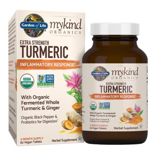 Garden of Life Organics Extra Strength Turmeric Inflammatory Response 60 Tablets-100mg Curcumin (95% Curcuminoids) Black Pepper, Probiotics, Organic Non-GMO Vegan Gluten Free Herbal Supplement