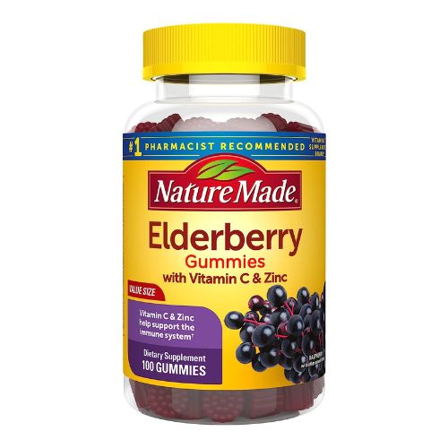 Nature Made Elderberry with Vitamin C and Zinc, Dietary Supplement for Immune Support, 100 Gummies, 50 Day Supply