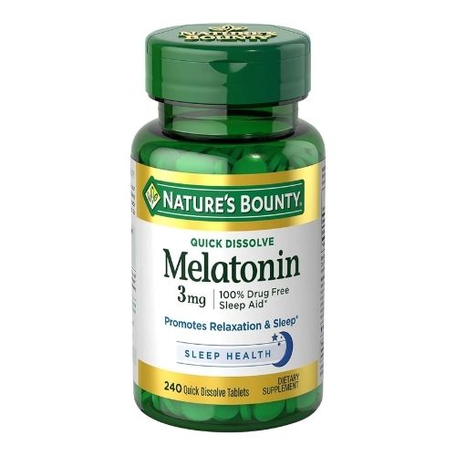 Nature’s Bounty Melatonin 3mg, 100% Drug Free Sleep Aids for Adults, Supports Relaxation and Sleep, Dietary Supplement, 240 Count