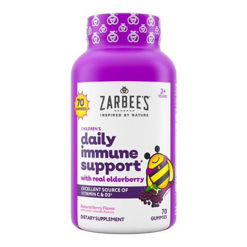 Zarbee's Children's Elderberry Immune Support Gummies with Vitamin C, Zinc, Natural Berry Flavor, 70 Count