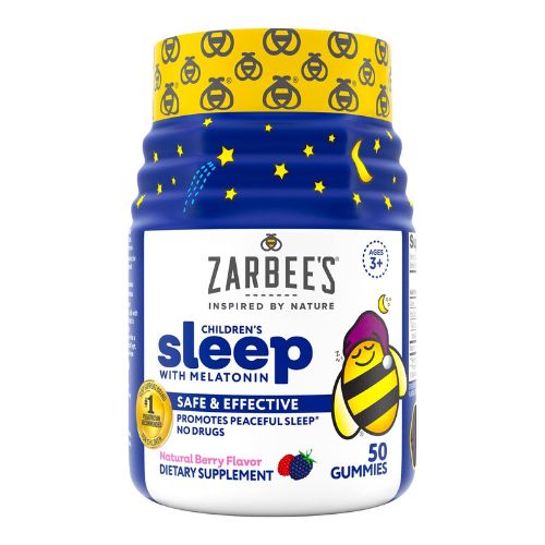 Zarbee's Kids 1mg Melatonin Gummy; Drug-Free & Effective Sleep Supplement for Children Ages 3 and Up; Natural Berry Flavored Gummies; 50 Count