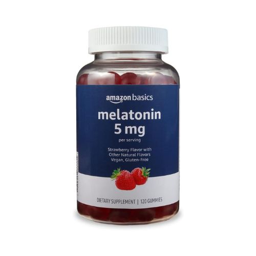 Amazon Basics Melatonin 5mg, 120 Gummies (2 per Serving), Strawberry (Previously Solimo)