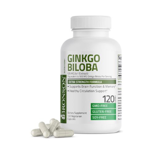 Bronson Ginkgo Biloba Extra Supports Brain Function & Memory Support, 120 Vegetarian Capsules