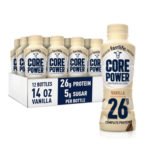 Core Power Fairlife 26g Protein Milk Shakes, Ready To Drink for Workout Recovery Liquid, Vanilla, 14 Fl Oz Bottle, kosher (Pack of 12)